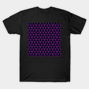 80s Retro Geometric Triangle Pattern - Pink and Black T-Shirt